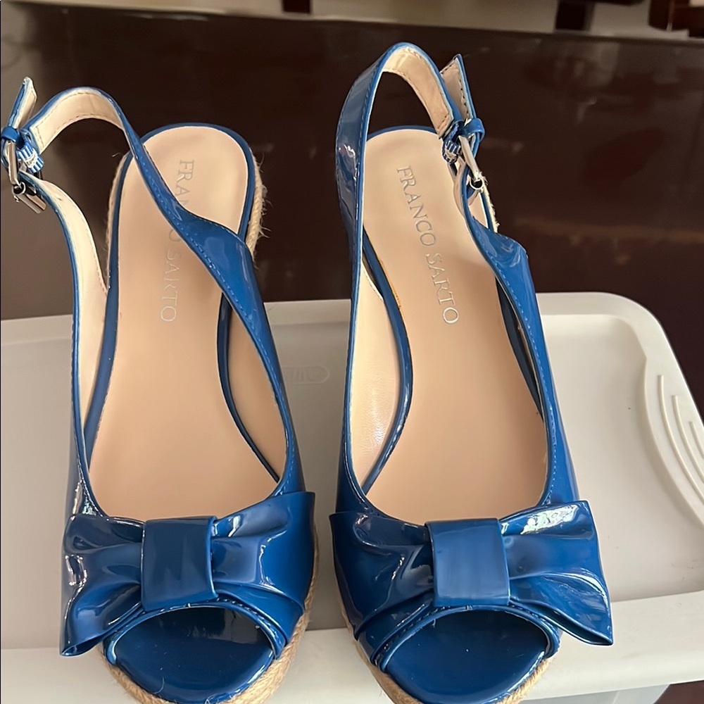 Franco Sarto Blue Espadrille Peep-Toe Shoes